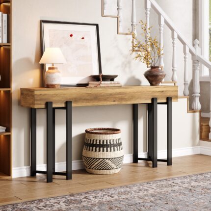 Arzly 63" Wooden Console Table – Sofa Table for Hallway & Foyer